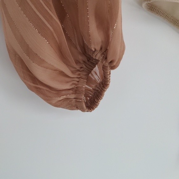 Lush Women's Bodysuit‎ Size Small Rose Gold Long Sleeve Ruffle Faux Wrap V Neck - Picture 8 of 16